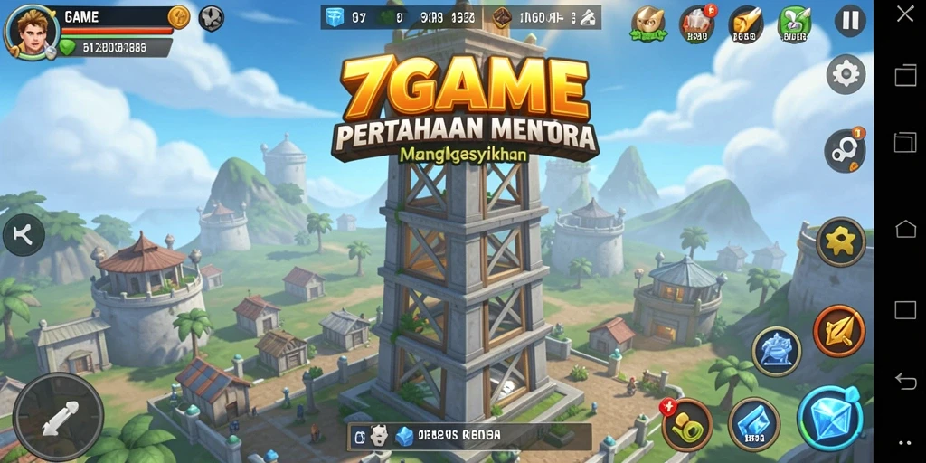 Screenshot gameplay menampilkan strategi dan pertahanan menara yang menarik.