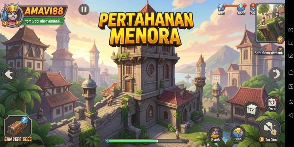 Tampilan gameplay menara pertahanan AMAVI88 yang menegangkan.