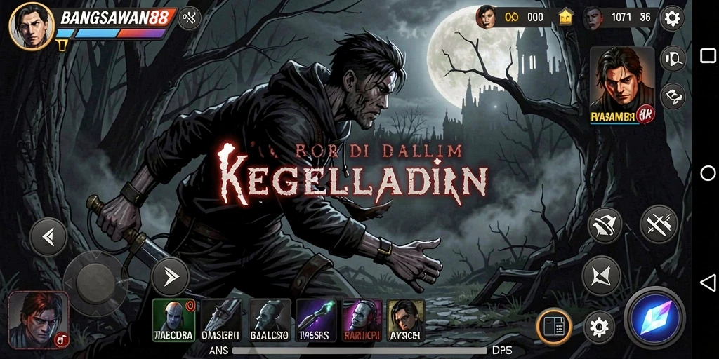 Screenshot gameplay BANGSAWAN88 yang menampilkan suasana Horror yang menyeramkan.