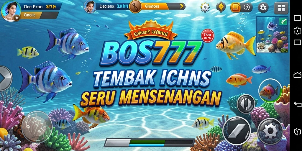 Tampilan utama gameplay <strong>BOS777</strong> dengan aksi menembak ikan.