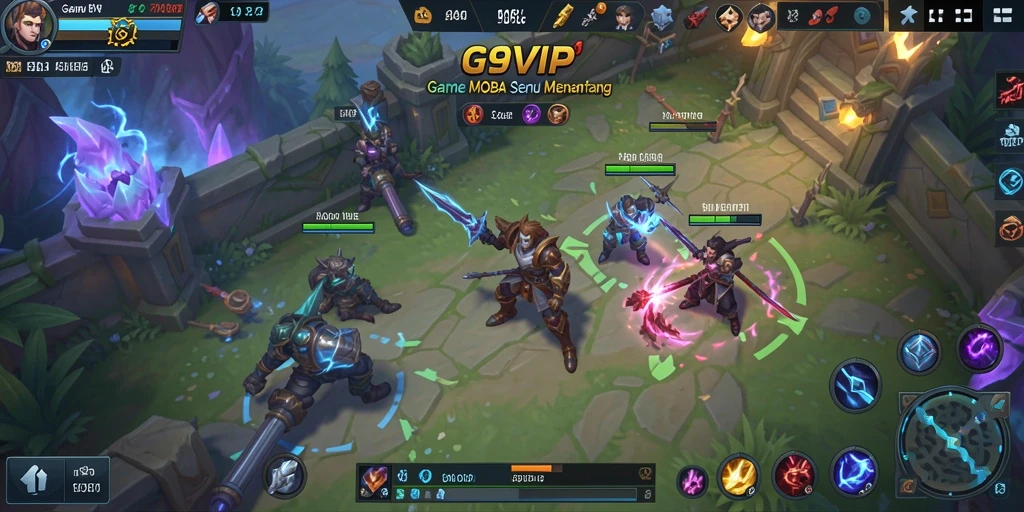 Tangkapan layar G9VIP menampilkan pertarungan seru di arena MOBA.