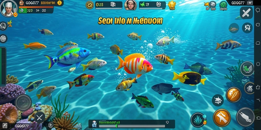 Screenshot gameplay GOGO77 menampilkan momen menangkap ikan yang seru.