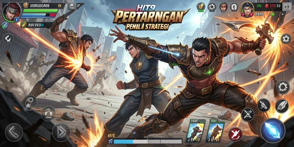 Screenshot menunjukkan aksi pertarungan mendebarkan di HIT9.