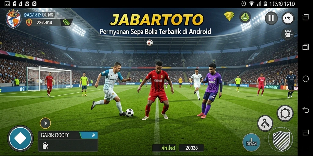 Screenshot gameplay JABARTOTO menampilkan aksi seru di lapangan sepak bola.