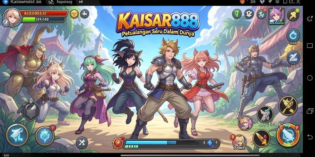 Screenshot menunjukkan pertarungan seru dalam game Anime KAISAR888.