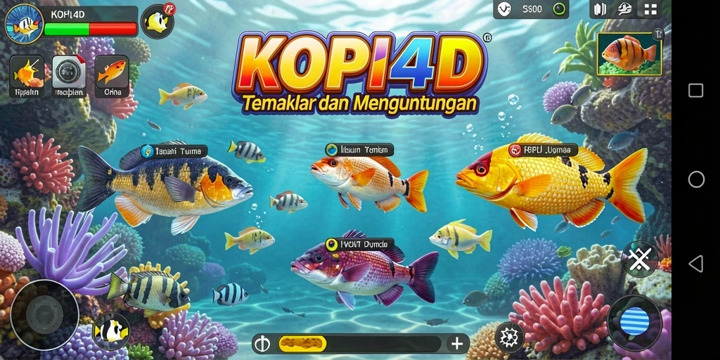Screenshot gameplay KOPI4D menampilkan aksi menembak ikan yang seru.