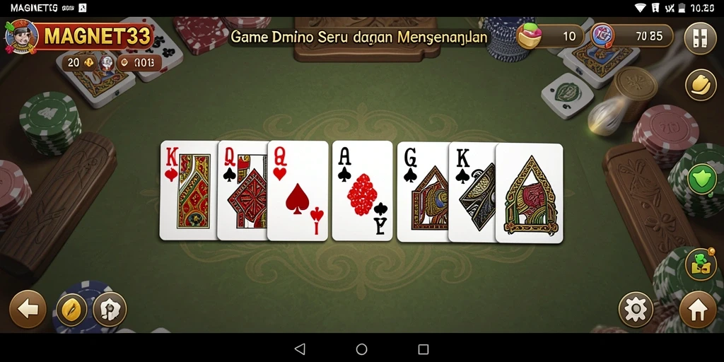 Tampilan gameplay MAGNET33 yang mencakup permainan Domino yang seru.