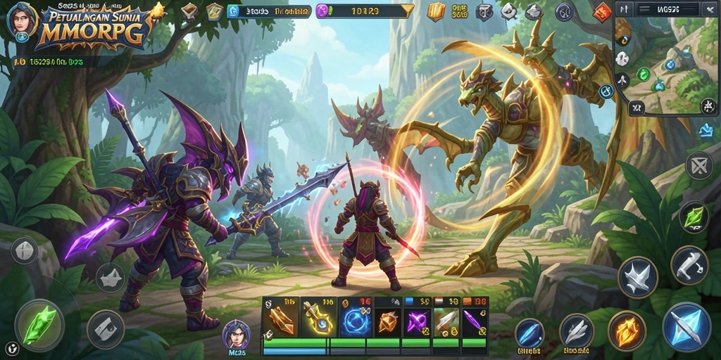 Tangkapan layar utama MG525 menampilkan aksi seru dalam petualangan MMORPG.