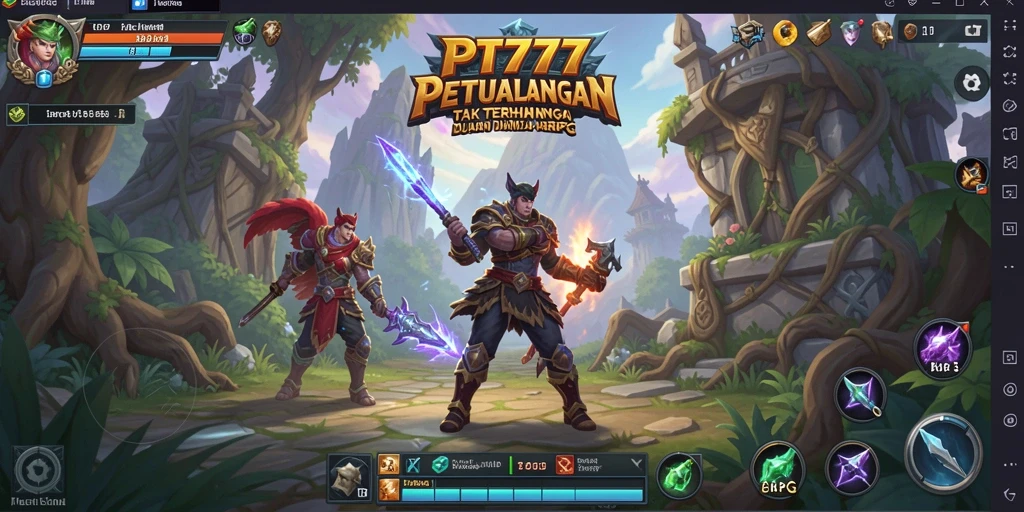 Gambar menampilkan aksi mendebarkan dalam game ARPG PT777.