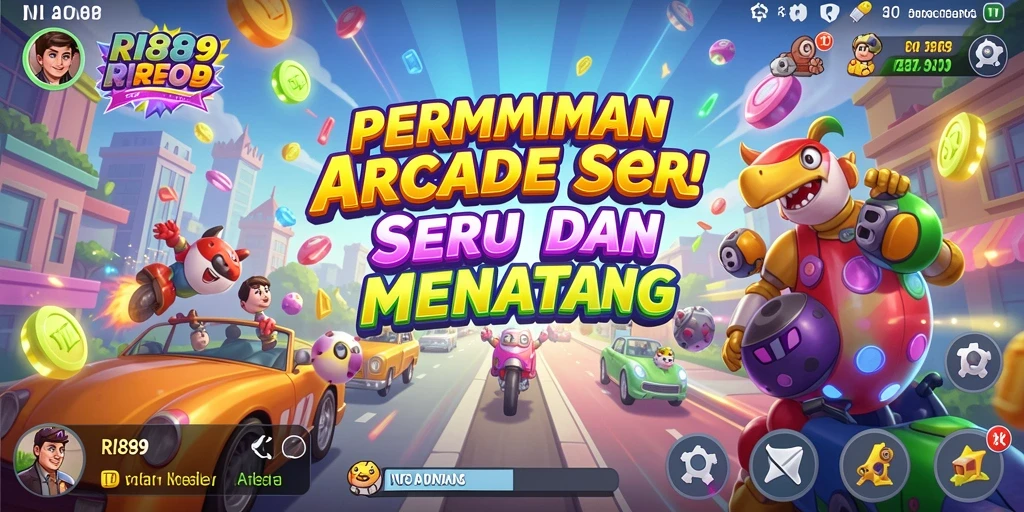 Screenshot utama RI889 menampilkan aksi seru gameplay arcade.