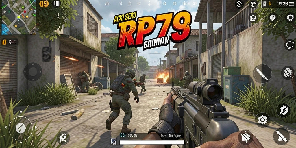 Screenshot utama RP79 menunjukkan aksi mendebarkan dalam permainan TPS.