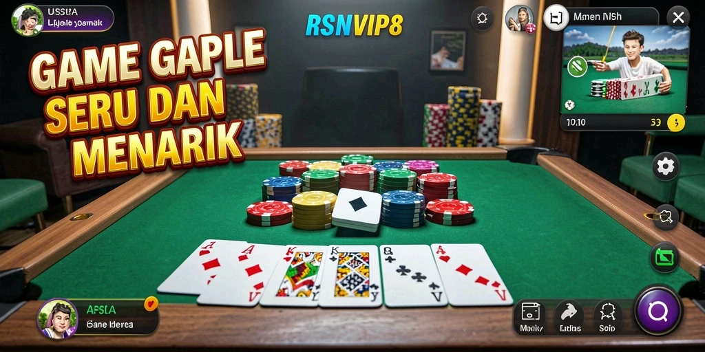 Tampilan menarik permainan Gaple yang mendebarkan.