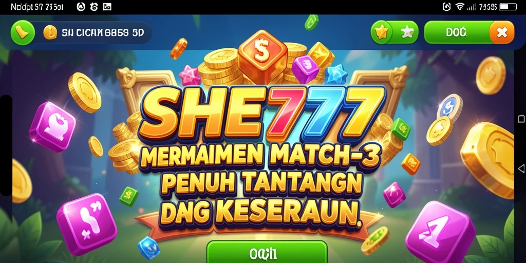 Gameplay Match-3 yang seru dan penuh warna dalam SHE777.
