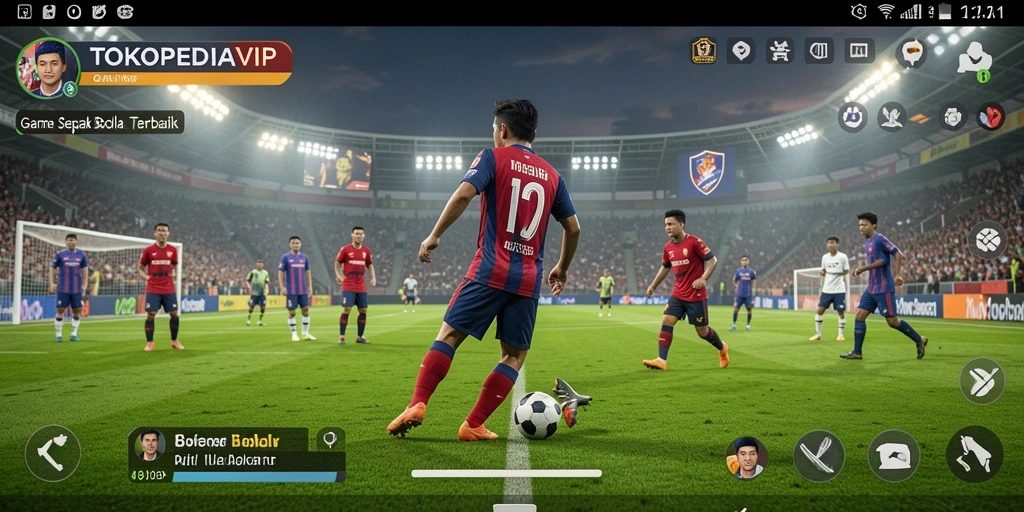 Tangkapan layar utama TOKOPEDIAVIP menampilkan pertandingan intens di lapangan.